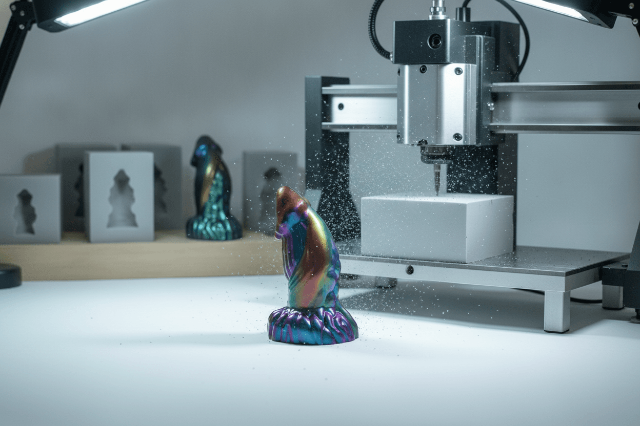 CNC-Fräse bearbeitet einen Formenblock in der Werkstatt